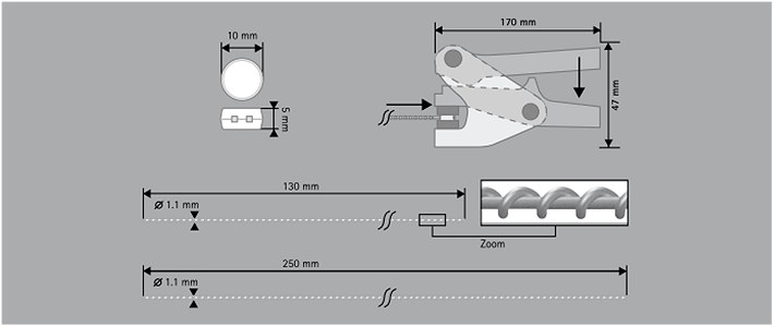 Pince pour la pose de plombs en plastique.